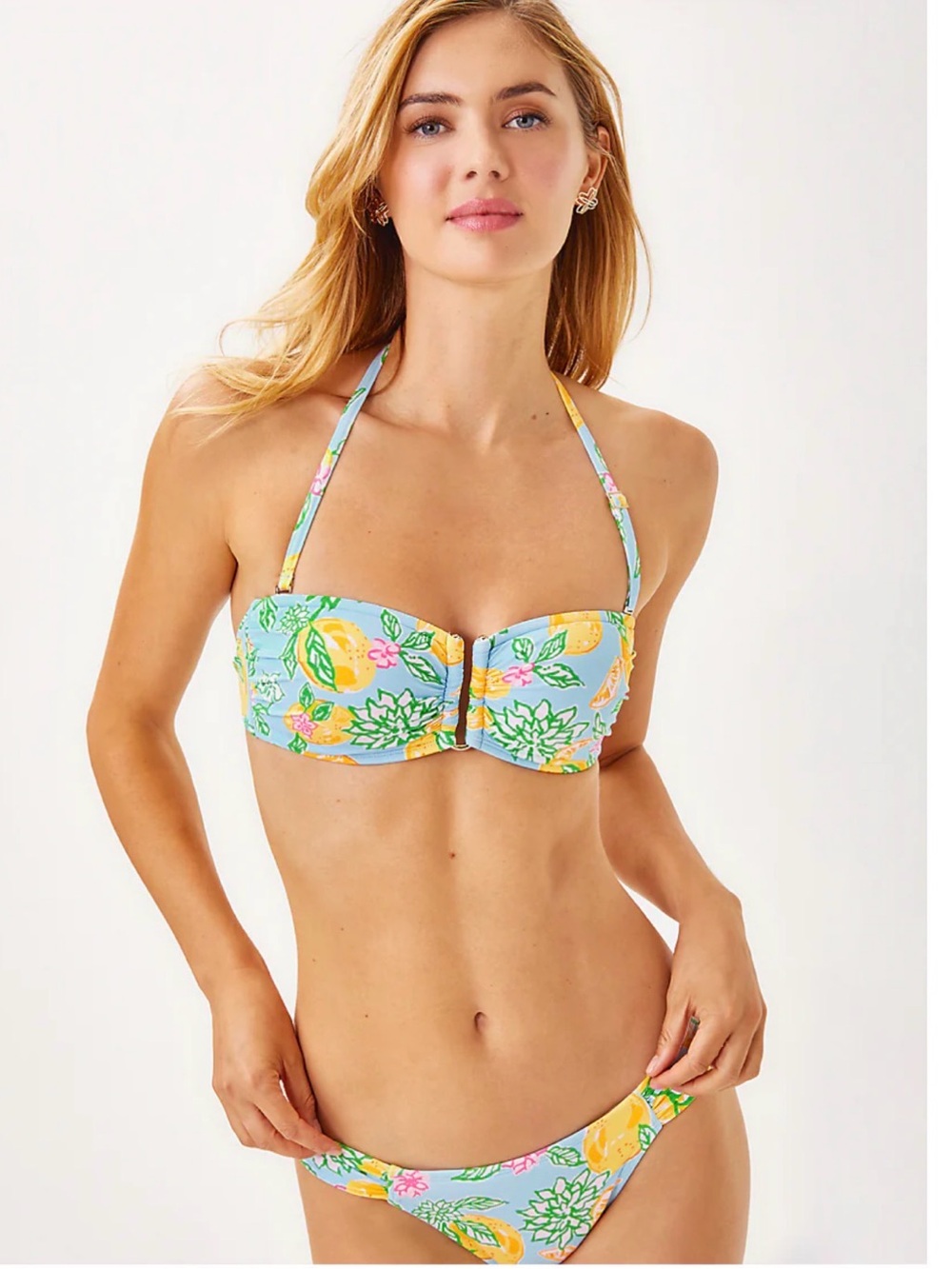 Lilly Pulitzer bandeau Jessa Swim Top & Clancy Bikini Bluette Make Lemonade SZ10